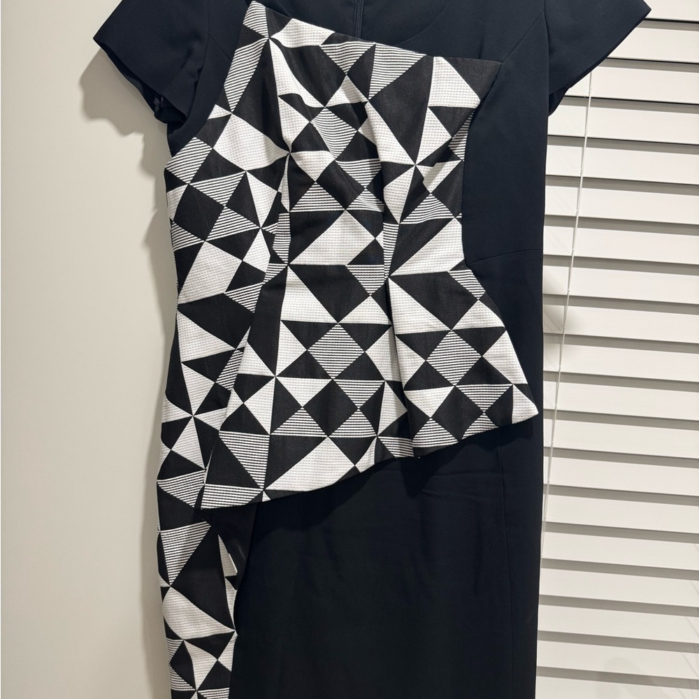 Chic Asymmetrical Black and White Dress